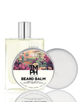 Beard balm with packaging on a white background