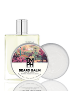 Beard balm with packaging on a white background