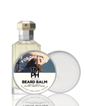 Beard balm with a label on a white background
