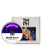 TM PH Purple Oud Beard Balm with packaging featuring a tiger illustration on a white background