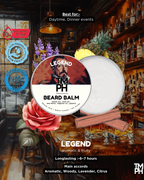 TM PH Beard Balm packaging with a bar setting background