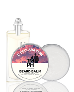 C DeclarationTMPH beard balm packaging with a bottle on a white background