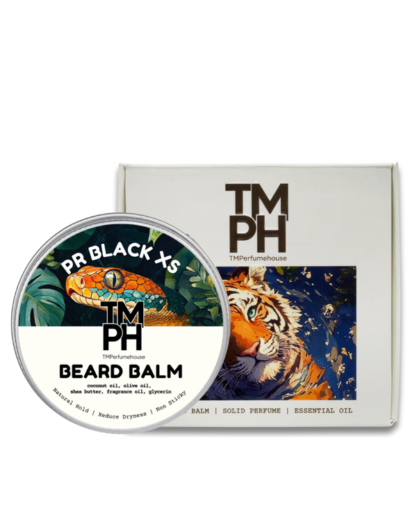 TM PH Beard Balm container with tiger design on a white background