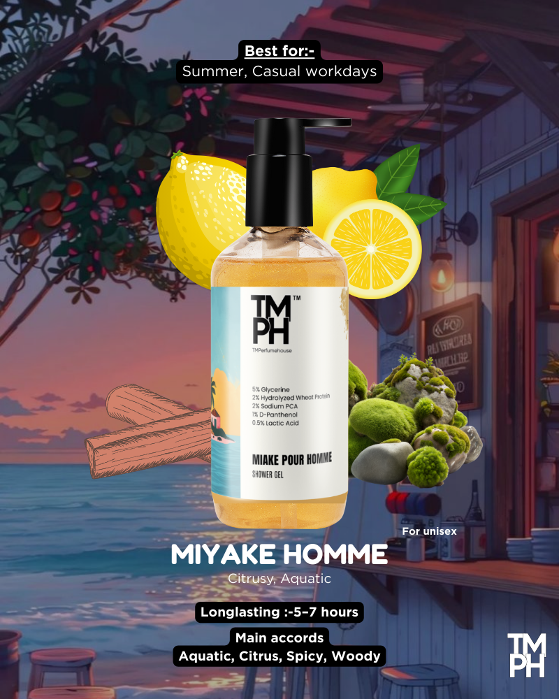 Miyake Homme Shower Gel | Fresh Citrus Woody Cleanse