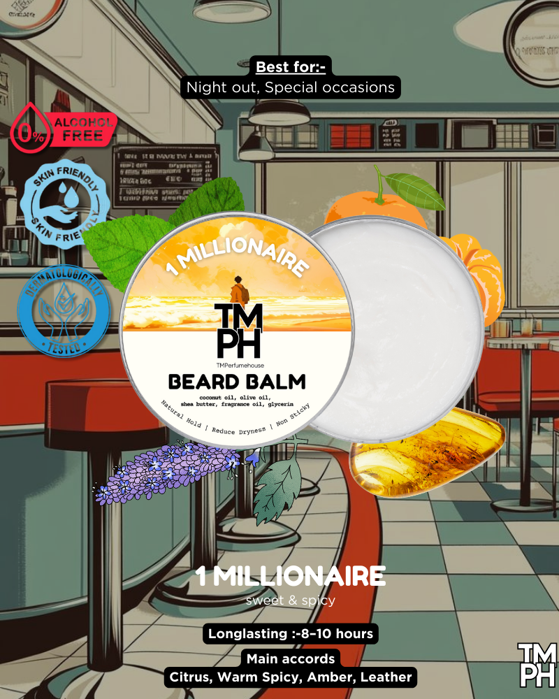 1 Millionaire  | Premium Beard Balm – 10+ Hour Freshness & Styling