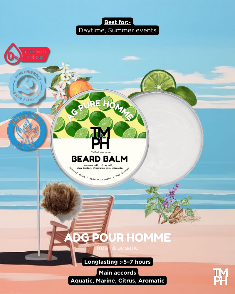 AG PURE HOMME | Premium Beard Balm – 10+ Hour Freshness & Styling