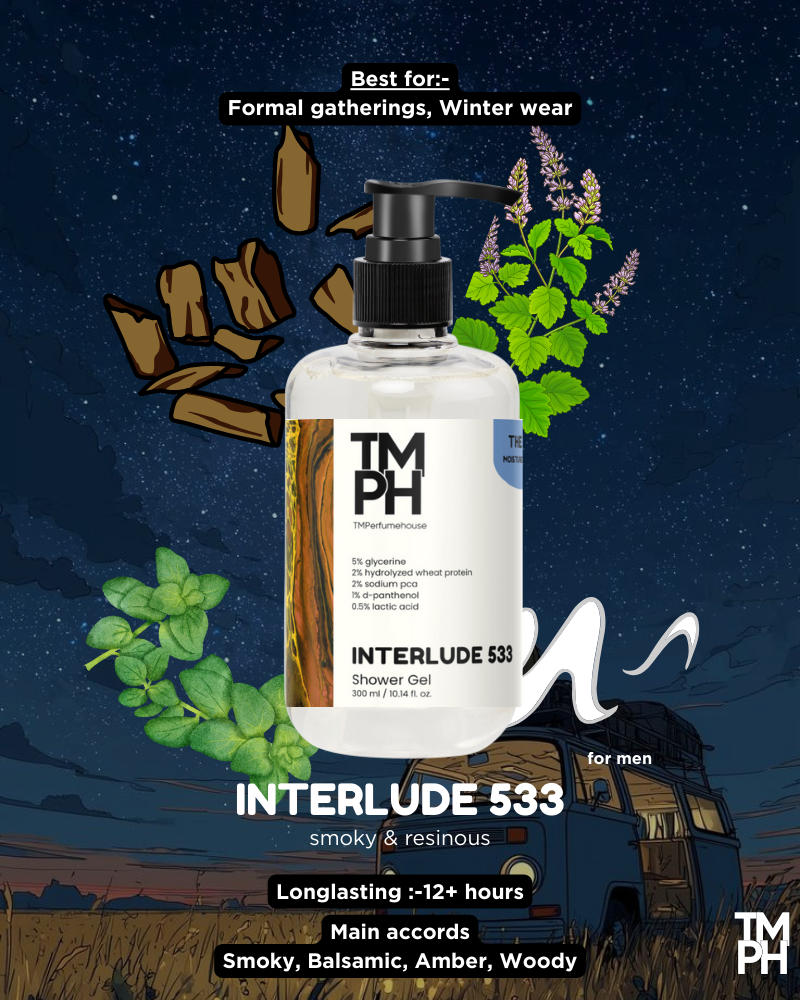 Interlude 533 Inspired Shower Gel – Smoky Incense & Deep Skin Care