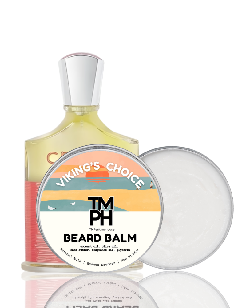 Viking's Choice TM PH Beard Balm with a bottle on a white background