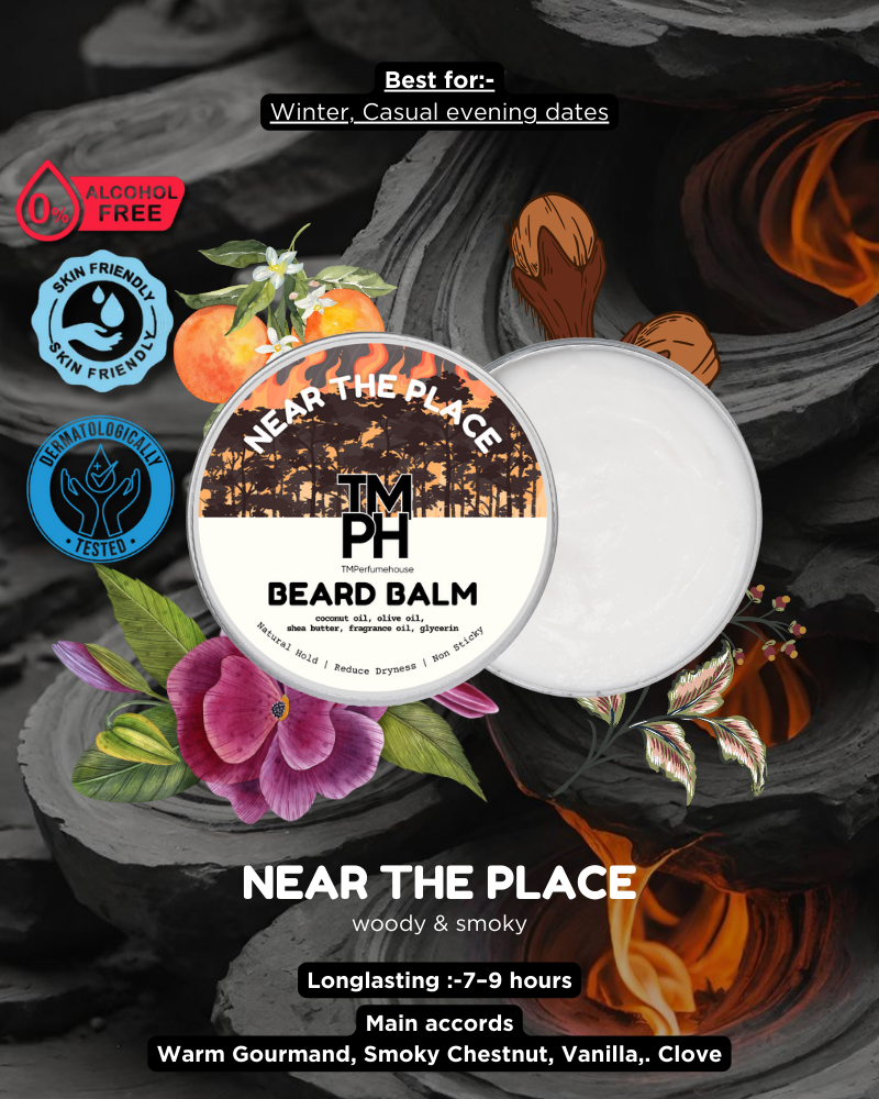 NEAR THE PLACE | Premium Beard Balm – 10+ Hour Freshness & Styling  Inspired by By the Fireplace by Mison Mrgiela